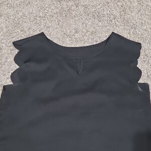 Chic Scalloped Black Blouse